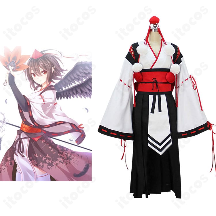 射命丸文「香霖堂天狗装束」コスプレ衣装の正面全体。キャラクター衣装と一致した配色とシルエットを忠実に再現。