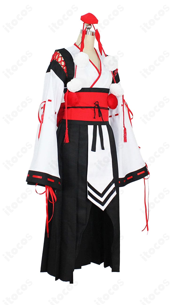 射命丸文 コスプレ衣装の右側面。コルセットベルトとスカートのラインがわかる再現度重視の設計。