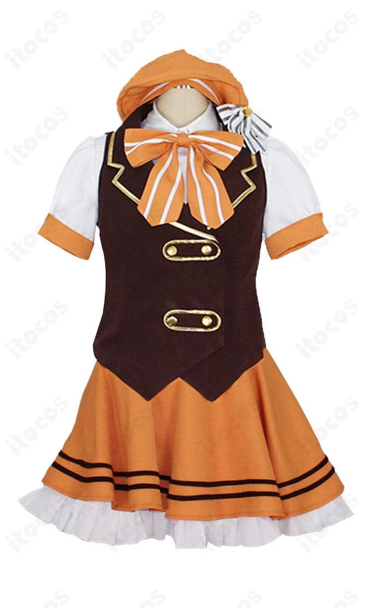 「ご注文はうさぎですか？」桐間紗路（シャロ）メイド服コスプレ衣装の正面スタイル。ベストとスカートのバランスが分かる着用イメージ。