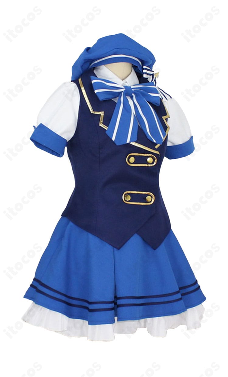 香風智乃 メイド服の右側面。ベストの縫製とスカートのドレープ、手首飾りの装飾を詳細に確認できる写真。