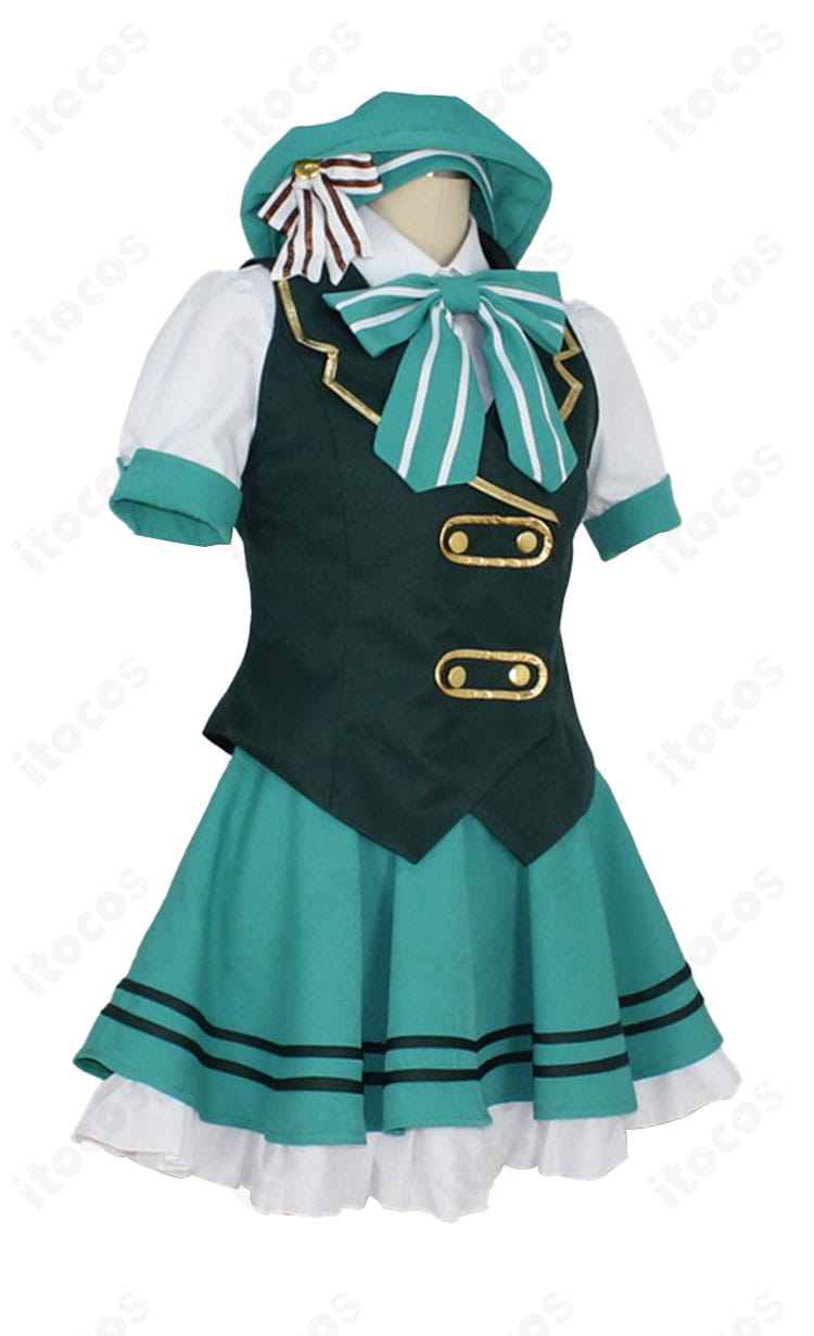 宇治松千夜 メイド服コスプレ 右側面ビュー。フレアスカートの広がりとサイドラインの立体感。