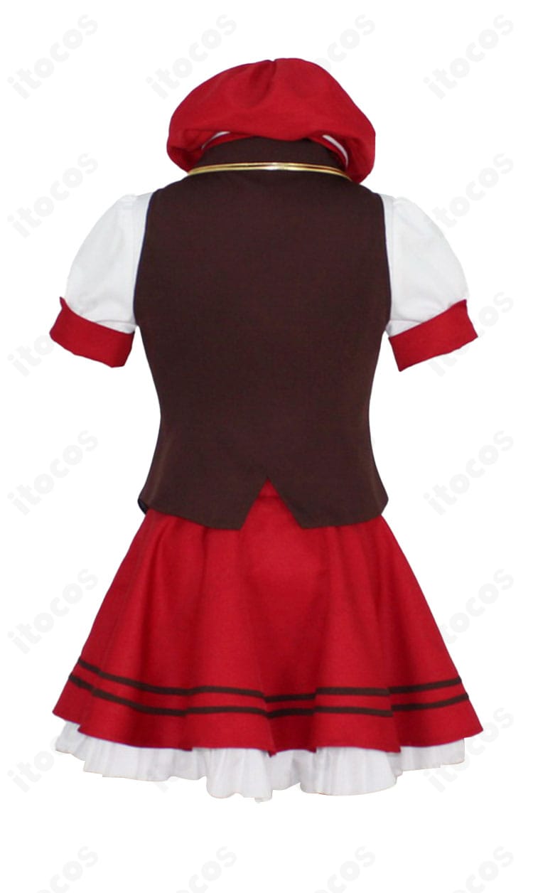 ココア メイド服コスプレ衣装 背面。背中の切り替えとスカートの広がり、バックデザインの確認用