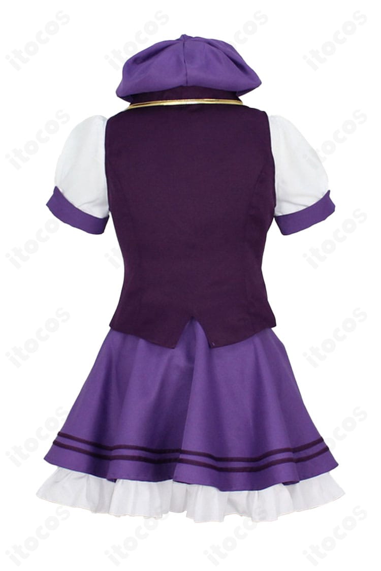 リゼ メイド服コスプレ 左側面。フレアスカートの広がりとウエストラインのバランスが分かる画像。