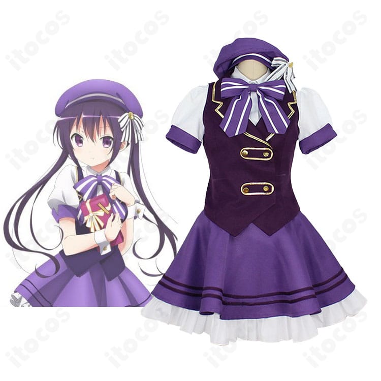 天々座理世（リゼ）のメイド服コスプレ衣装 正面全身。ラビットハウス制服の配色と装飾を高再現したセット。