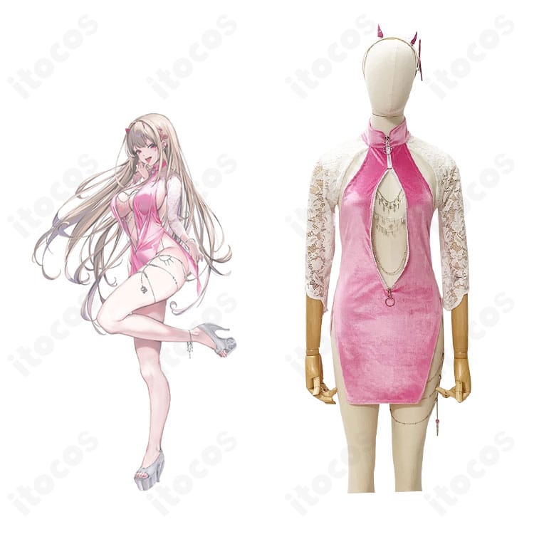 勝利の女神：NIKKE バイパーのコスプレ衣装 正面とキャラクターイメージの比較。配色と装飾を忠実再現した高再現モデル。