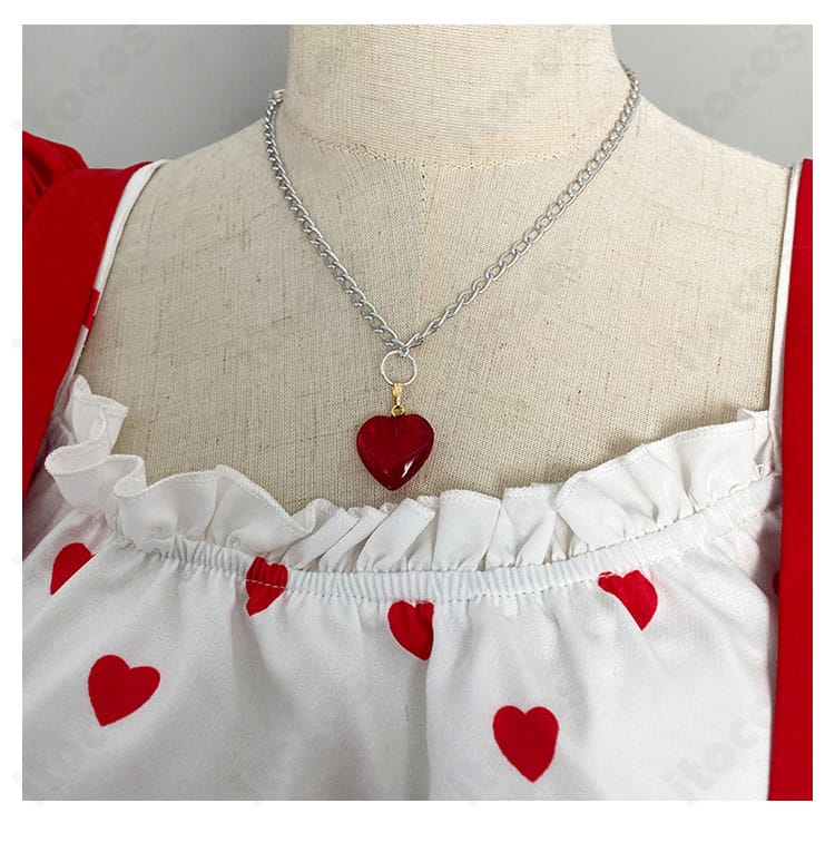星宮いちごコスプレ用ハートネックレスのクローズアップ。Girly REDのアクセサリー質感が分かる。