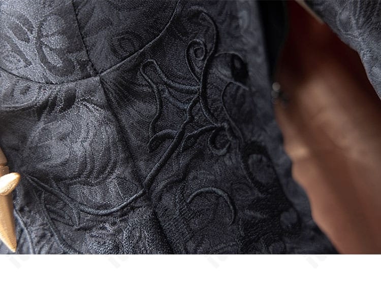 エレシュキガル衣装の腰部装飾と胸ベルトの構成。立体パーツの重なりと質感を表現