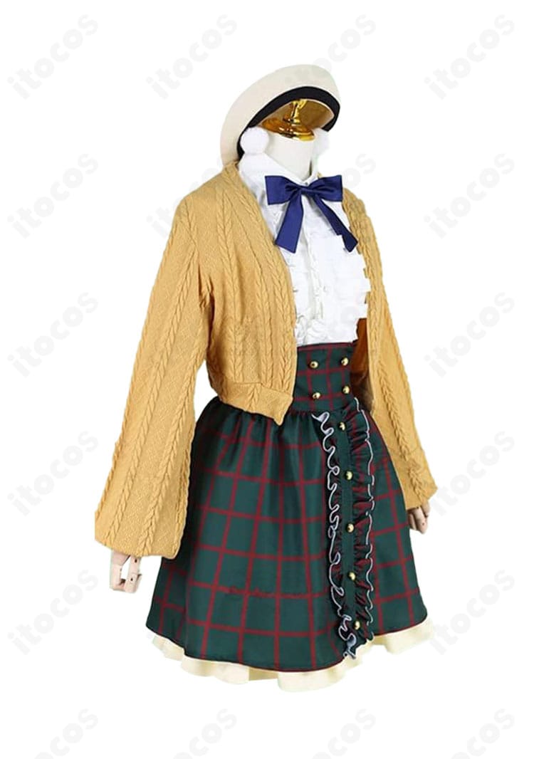 しぐれうい 私服コスプレ衣装の側面画像。コートとスカートのライン、着用時のシルエットバランスを伝えるカット。