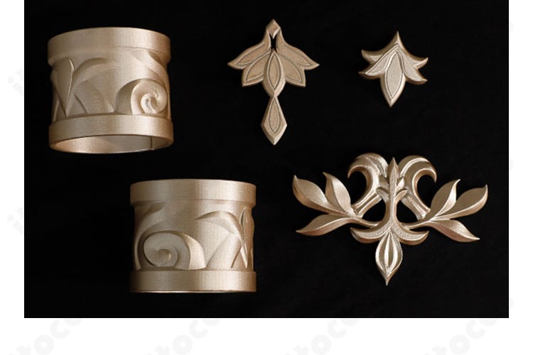 アグライア衣装の腕飾り・背飾り・胸飾りのセット詳細。アクセサリー構成が一目でわかる画像。