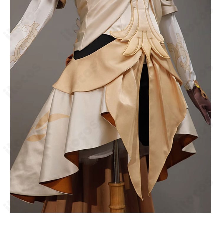 アグライア衣装のスカート装飾詳細。裾の意匠とレイヤー構成で華やかさを演出。