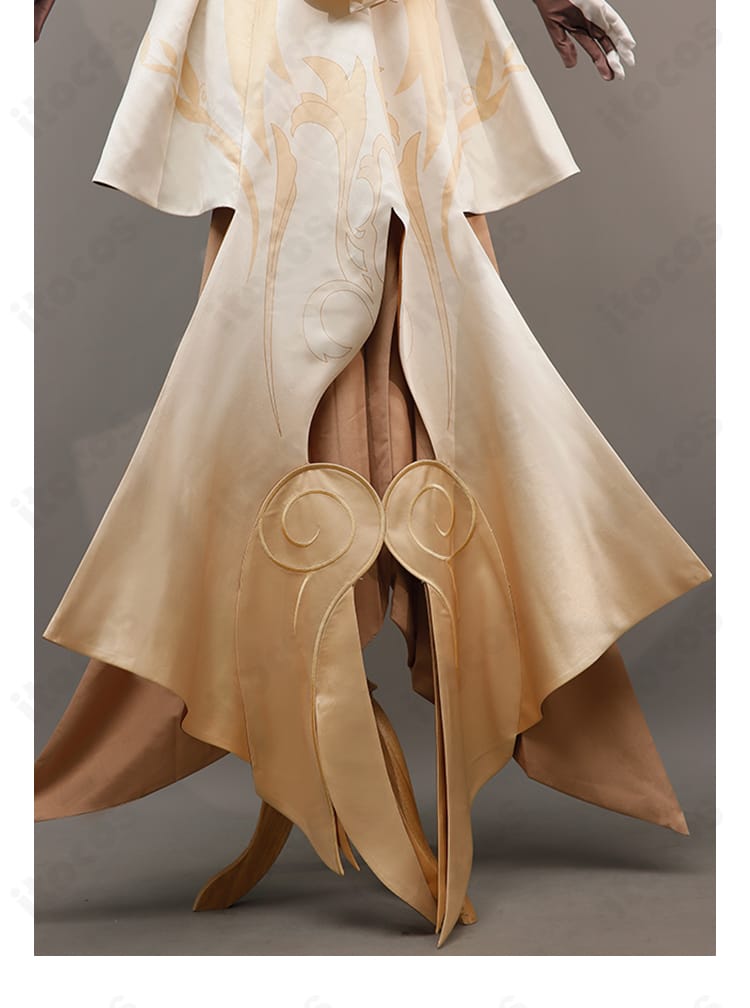 アグライア衣装のスカート裾拡大。エレガントなフリルと模様の質感を表現。