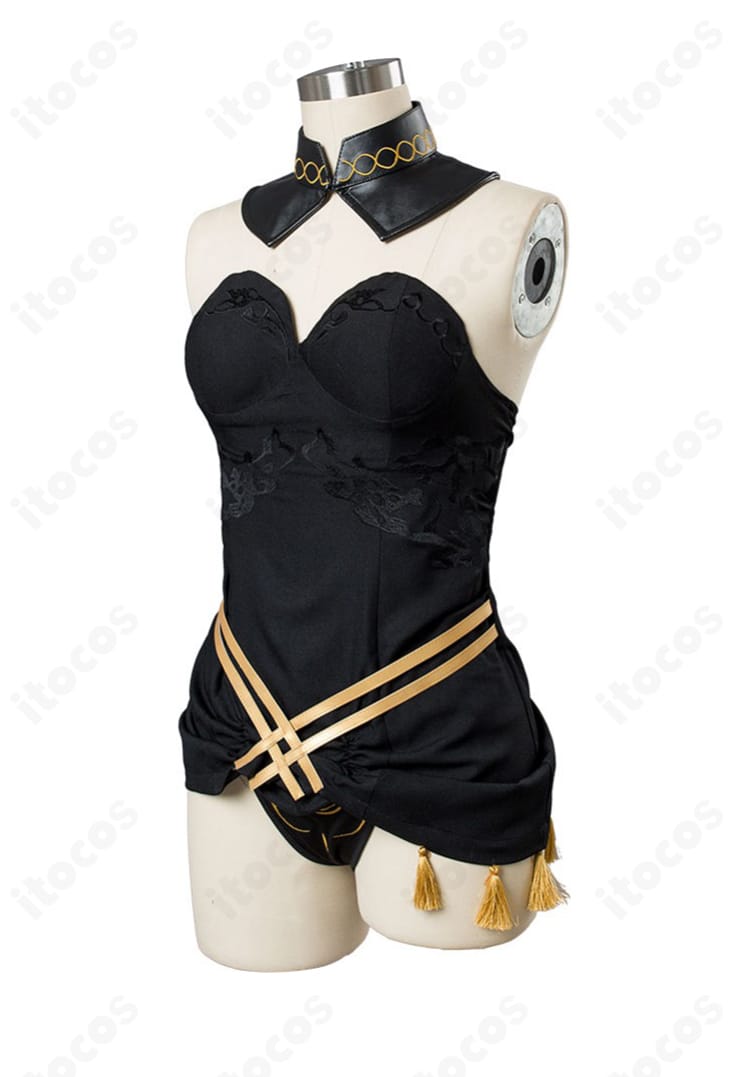 エレシュキガル衣装の胸元・装飾ディテール。リボンと装飾パーツの質感が分かる近接