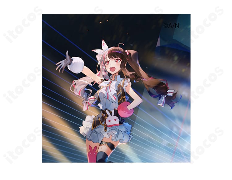 夜見れな『にじさんじ 4th Anniversary LIVE FANTASIA』ステージ衣装一式。トップス・スカート・髪飾り・うさぎの鞄を高再現したITOCOS製コスプレ衣装の全体画像