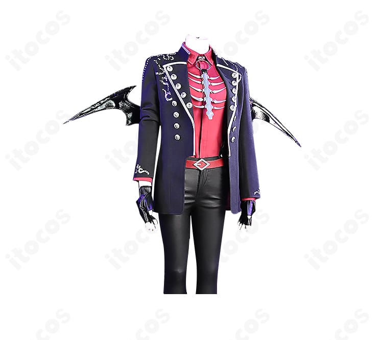 渡会雲雀 Angel×Devil コスプレ衣装 正面ディテール｜コート・シャツ・ベルト配置と装飾のアップ