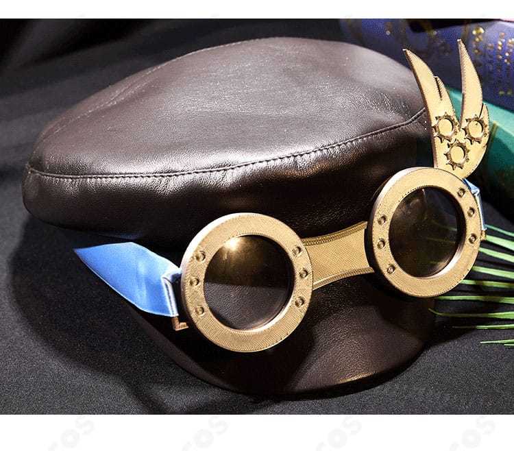 『ショウタイム・ルーラー』意匠を反映した帽子装飾のクローズアップ。縁飾りとモチーフの質感が分かる