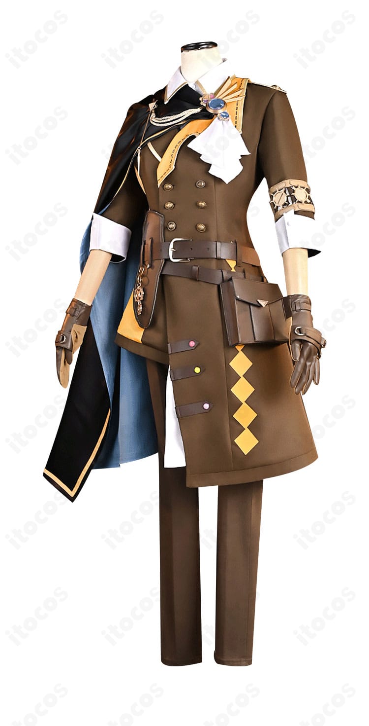 天馬司『ショウタイム・ルーラー』衣装の側面。コートのラインとマントの落ち感、腰飾り位置の確認用