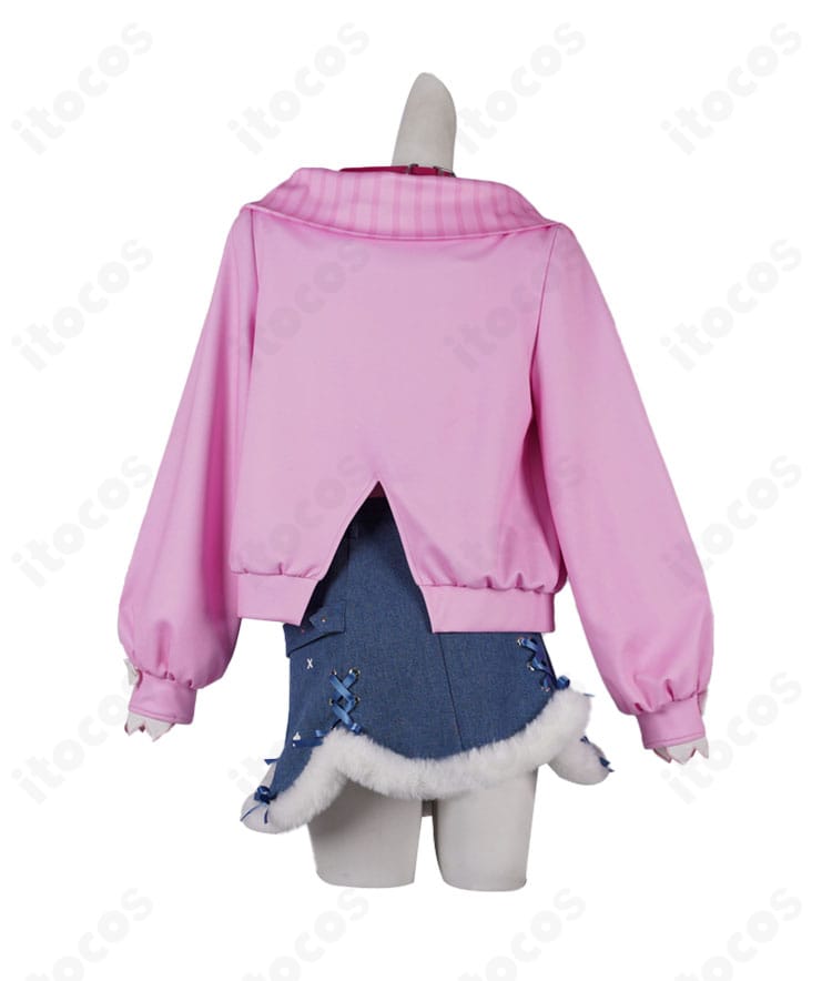 商品背面図。背面パネルや裾デザイン、リボン・装飾の配置まで丁寧に再現。