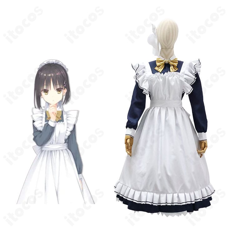 四季ナツメの喫茶店制服コスプレ衣装・商品正面とキャラクターイラストの比較イメージ