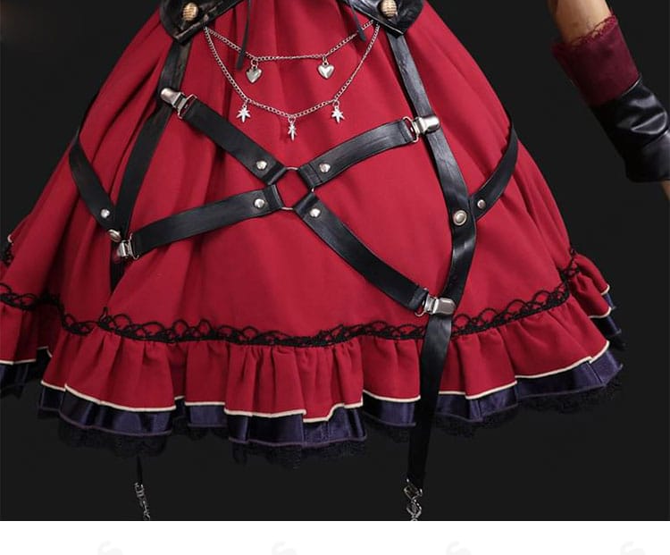 スカート装飾の近接画像。切り替えパネルと装飾パーツの配置が分かるディテール