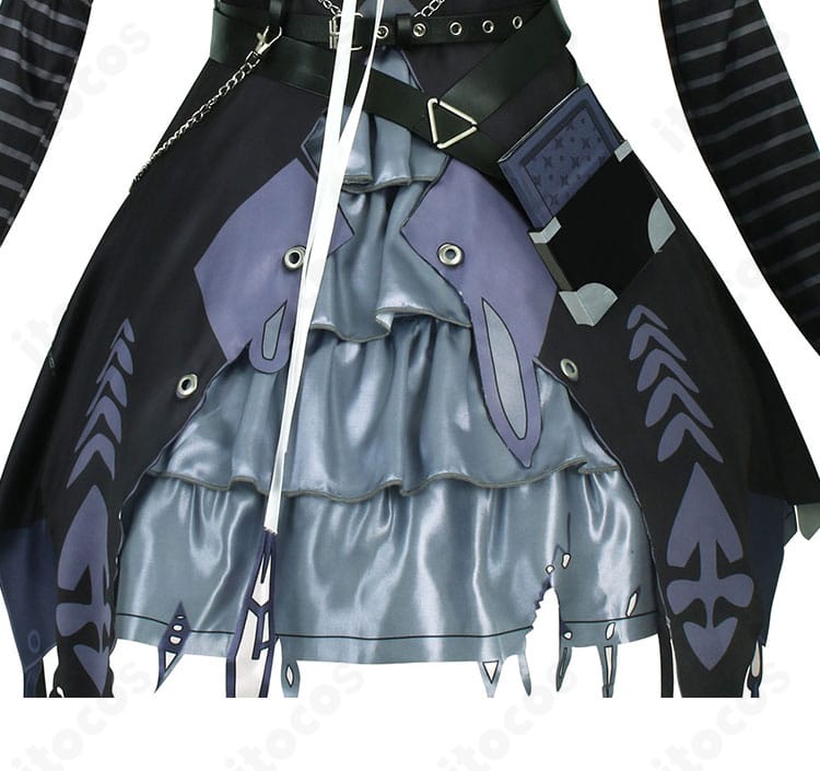 シオリ・ノヴェラ初期衣装のスカート装飾。花モチーフ刺繍と裾のデザインが華やか