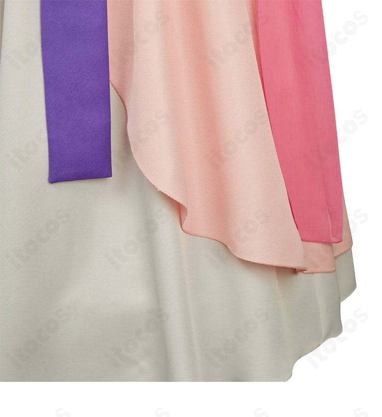 ITOCOS 薬屋のひとりごと 猫猫コスプレ衣装 スカート装飾の接写。柔らかな布地感とヘムの仕上げ