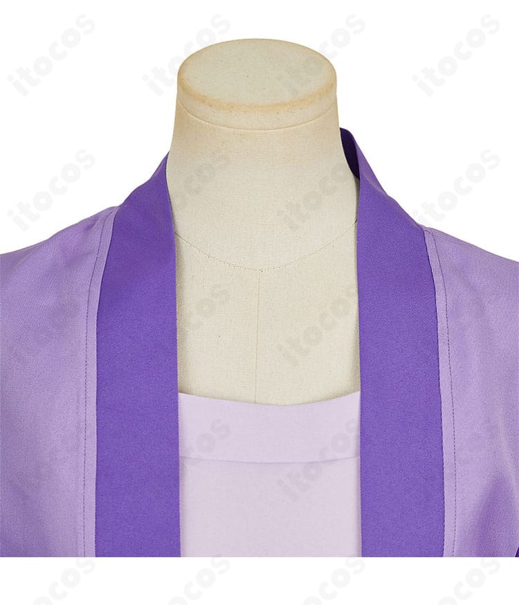 ITOCOS 薬屋のひとりごと 猫猫コスプレ衣装 襟元アップ。精巧な刺繍と縁取りのディテールをクローズアップ