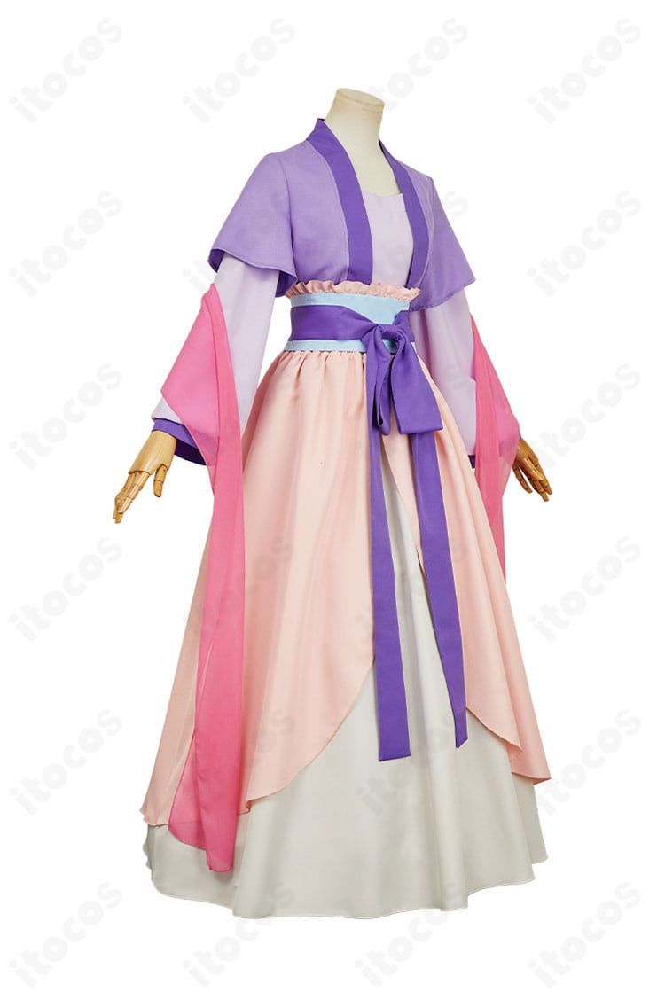 ITOCOS 薬屋のひとりごと 猫猫コスプレ衣装 右側面。袖口と腰回りのシルエット・装飾ディテールを確認