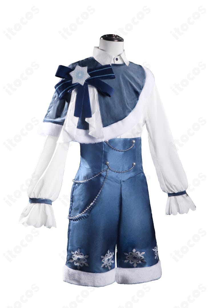 SNOW MIKU 2025 鏡音レン コスプレ衣装 サイドビュー。ショールと装飾の立体感を強調