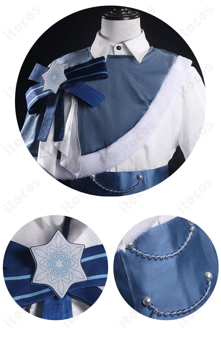 SNOW MIKU 2025 鏡音レン コスプレ衣装 小物・装飾のクローズアップ。質感と縫製のアップ