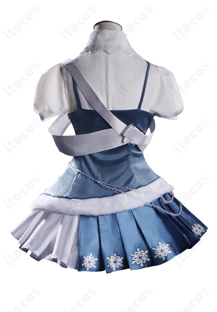 背面からのSNOW MIKU 2025 鏡音リン コスプレ衣装。バックシルエットと装飾の配置を示すカット。