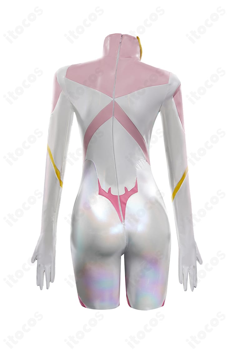 ラクス・クライン パイロットスーツ背面。背中から腰にかけての装飾とシルエットの確認カット。