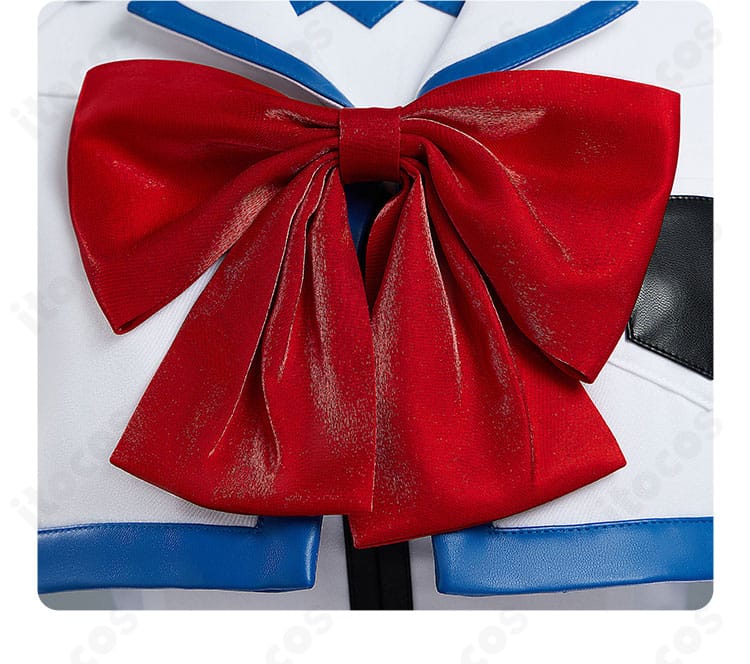 高町なのは 衣装の蝶結び装飾の拡大。整った結び目とバランスで可憐さを演出。