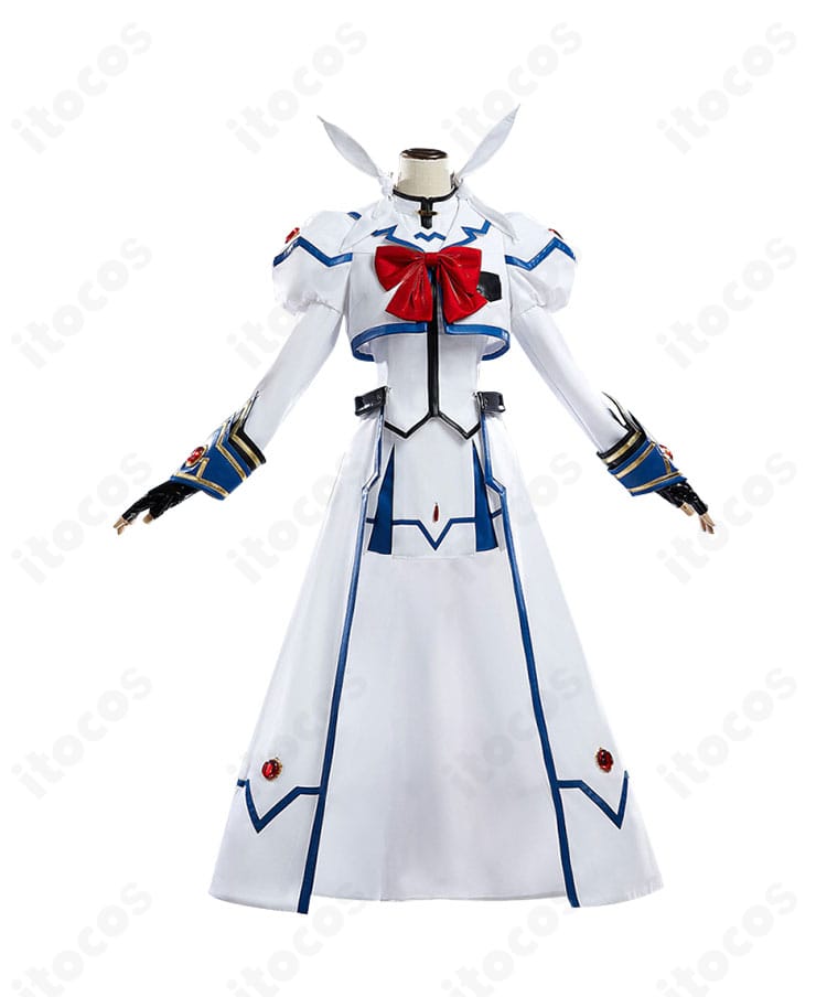 魔法少女リリカルなのは 高町なのは バリアジャケット衣装の正面。白基調のコートと赤い宝石装飾が映える全体像。