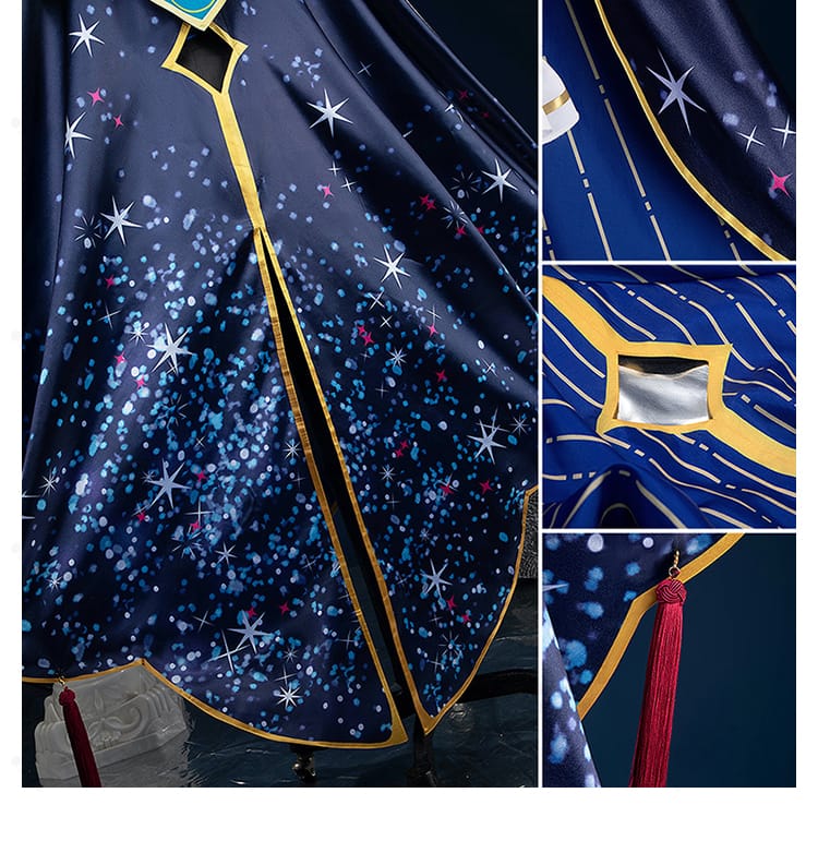 マント裾の装飾細部。縁の装飾とステッチワークが分かるアップ。