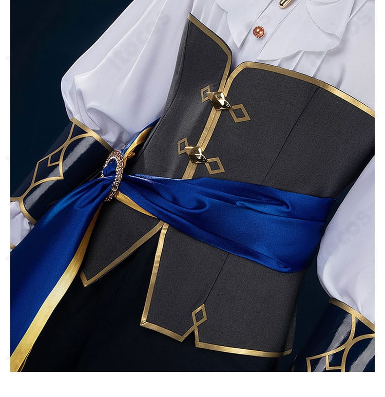 コルセットベルト（腰封）の拡大。表面の装飾と縫製ラインの丁寧さ。