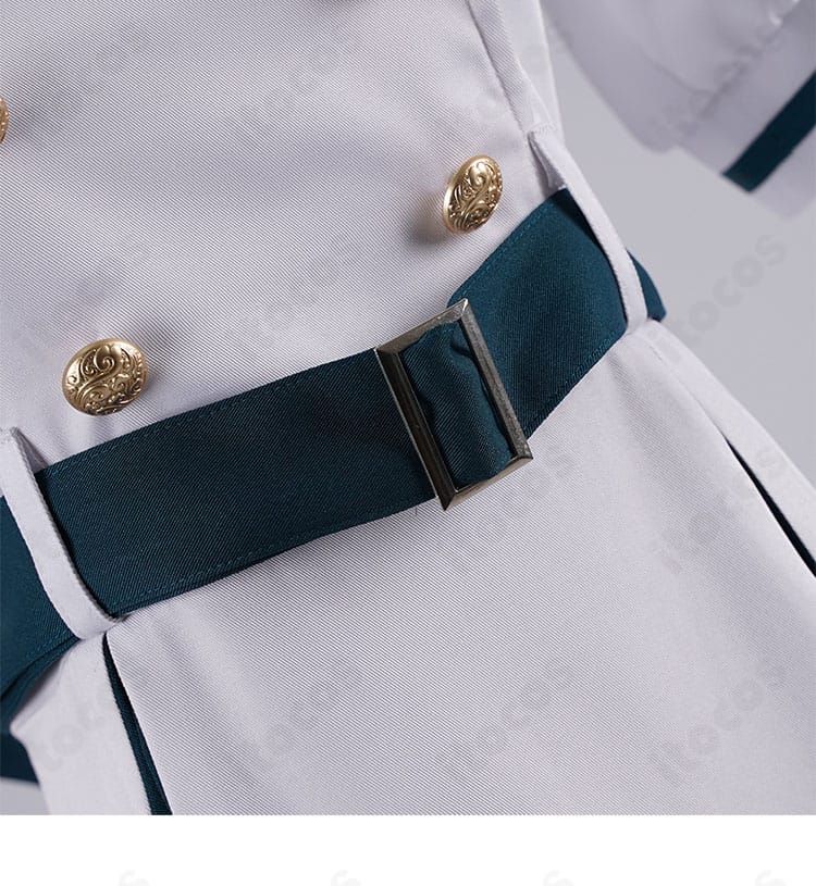 若葉睦 コスプレ衣装のウエストベルト装飾と留め具の詳細