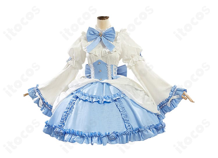 レム ゴシックドレス衣装の正面全体像。フレアラインと胸元の装飾、スカーフの配置が忠実に再現されている様子。