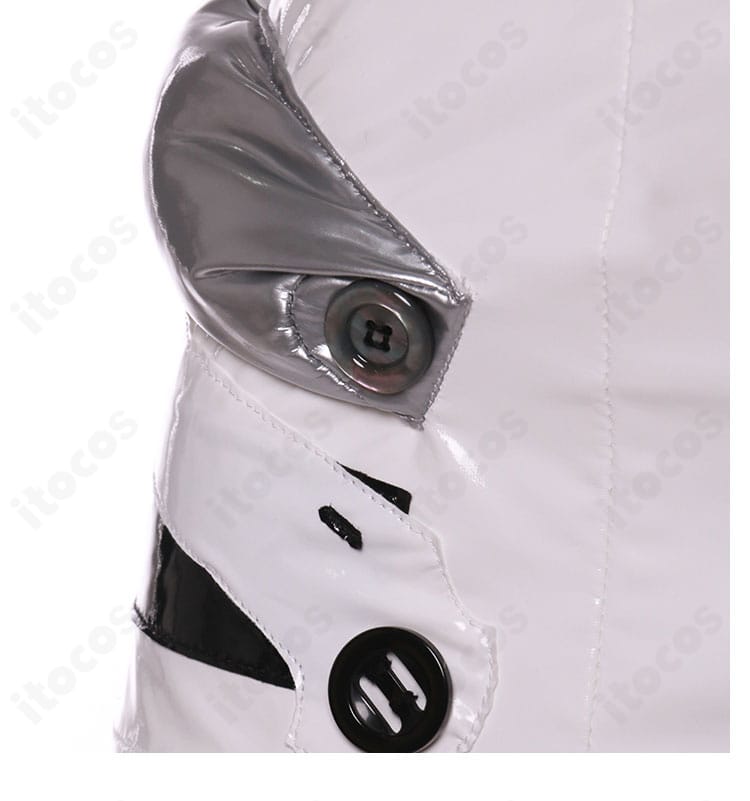 綾波レイ プラグスーツ衣装の腰部ディテール。追加アクセサリーと切替ラインの仕上がり