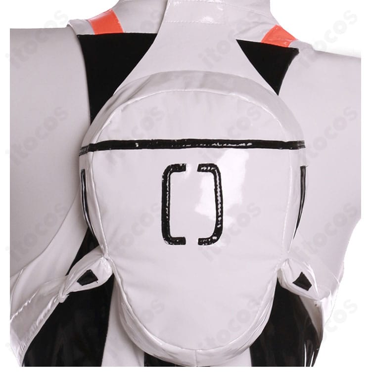 綾波レイ プラグスーツ衣装の背面装飾アップ。背中ユニットの形状と固定方法の再現性