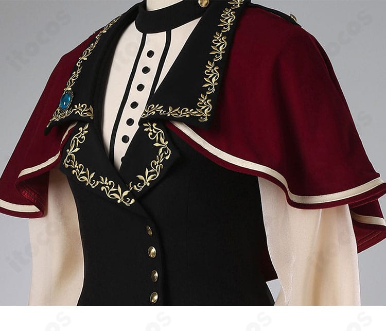 肩・袖の装飾ディテール。ラインやパーツ配置など、ステージ映えを意識した造形をクローズアップ。