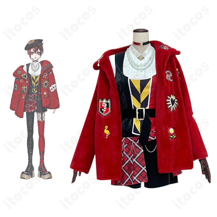 リドル・ローズハート新衣装コスプレの正面全体とキャラクタービジュアルを並置した比較画像