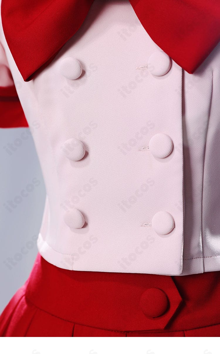 門襟（襟元）装飾の詳細。配色ラインと縫製の整いを確認できるアップ画像。