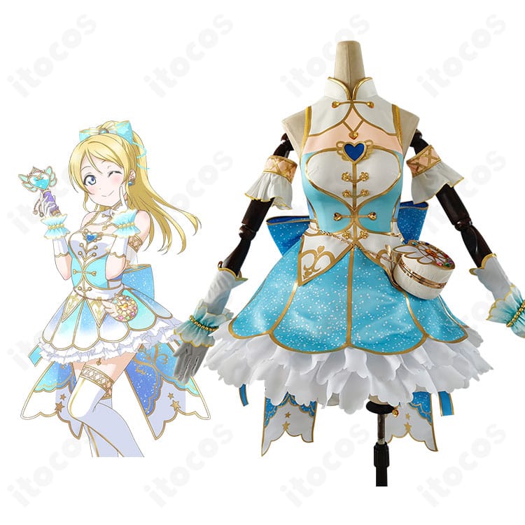 ラブライブ！スクフェス 絢瀬絵里 お化粧の魔法編覚醒後のコスプレ衣装とカードイラストの比較。配色・装飾の忠実再現を確認できる全体イメージ。