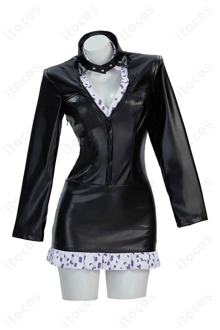 ワンピース ニコ・ロビン ウォーターセブン編コスプレ衣装の正面全体写真。発色と質感が伝わるワンピースと靴下の組み合わせ。