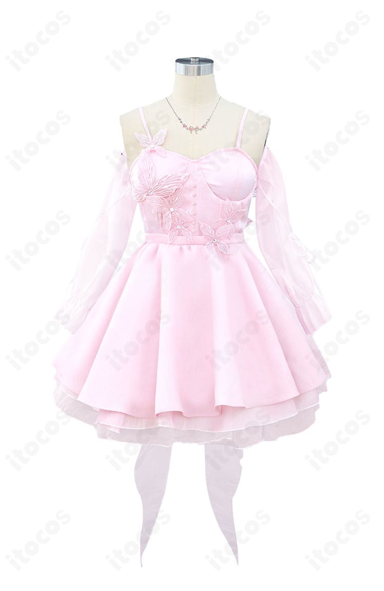 恋と深空 主人公『夢に揺れる心』コスプレ衣装の正面全体写真。ワンピースのディテールと丈感、胸元から裾までのデザインがわかるカット。