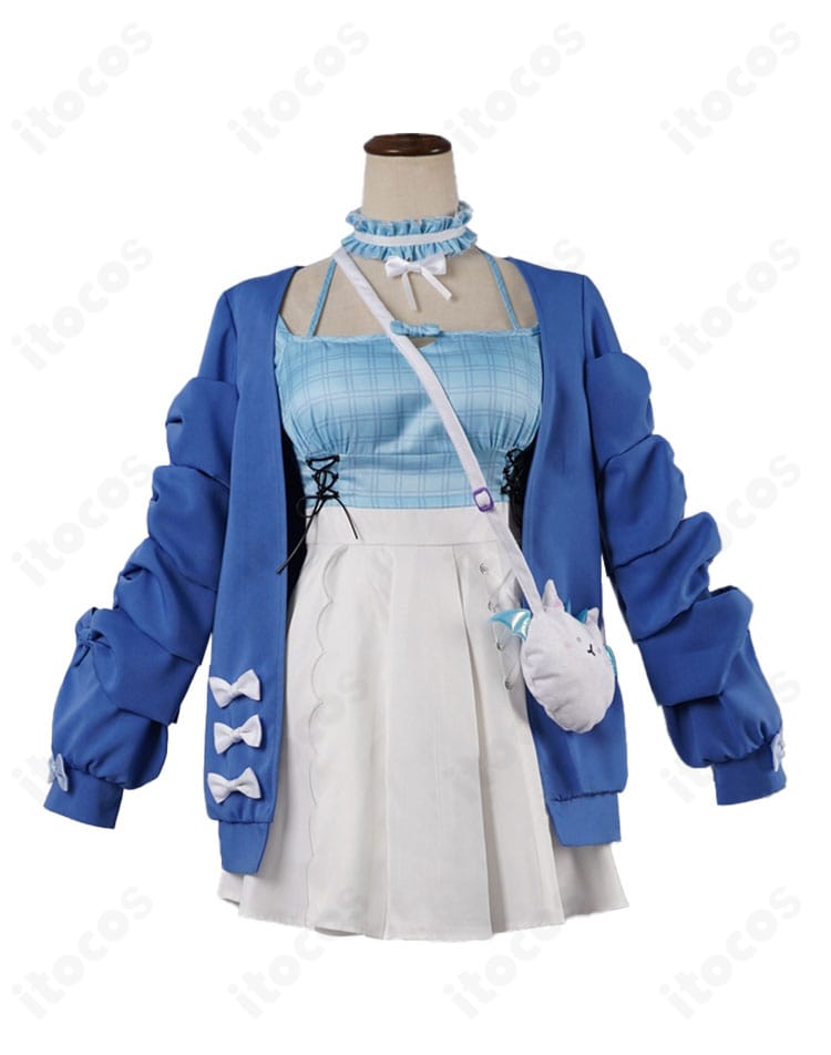 hololive フワワ カジュアルコスプレ衣装の正面フルショット。シルエットと丈感を確認できる画像