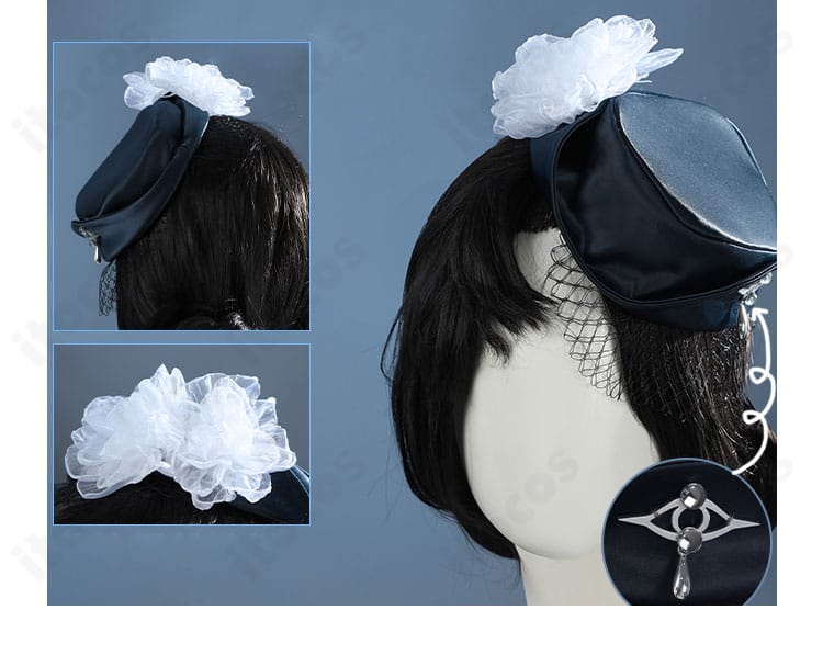 イェレナ コスプレ衣装の帽子ディテール。立体仕上げのハットと飾りの構成を確認できる。