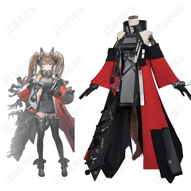 アークナイツ ギルベルタ 通常版コスプレ衣装とキャラクター比較。配色と装飾の忠実再現が分かるガイド画像