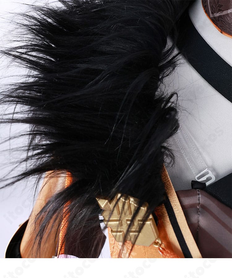 原神 イアンサ 通常版コスプレ衣装 襟元デザイン拡大。華やかなパイピングと配色のコントラスト