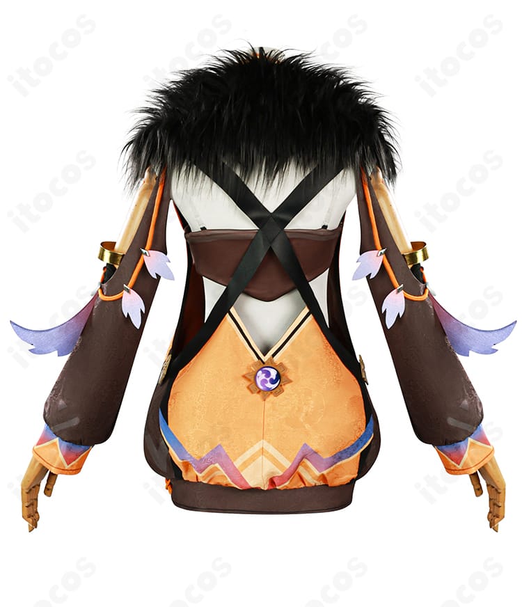 原神 イアンサ 通常版コスプレ衣装 背面全身。背中の装飾とショールの質感を確認できるアングル